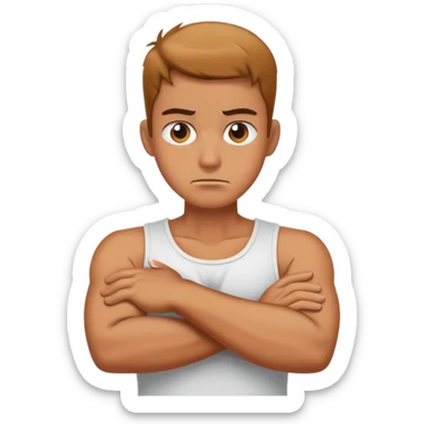 arms crossed holding neck mad  sticker