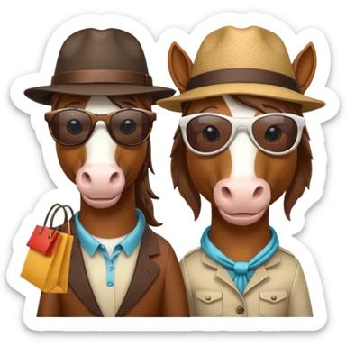 2 horses shopping together  sticker
