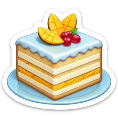 Piece of cake: vanilla biscuit, mango filling sticker