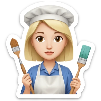 woman-artist in a white apron sticker
