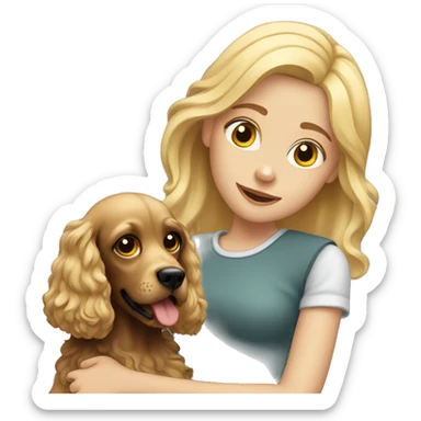 Blond girl with cocker spaniel sticker