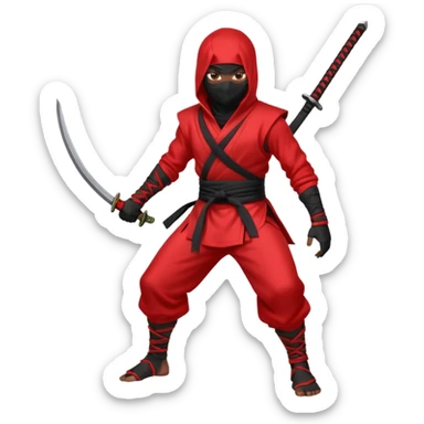 black skin ninja red clothes no weapon full body sticker