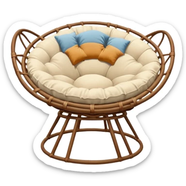 Light brown Papasan chair with cream cushion sticker