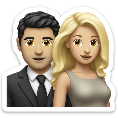 blonde woman and white man with black hair sticker