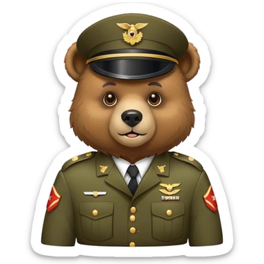 A bear in a military uniform sticker