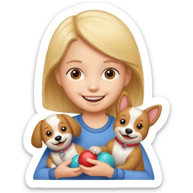 child with dog toy sticker