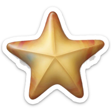 An inlaid shell with red, yellow, blue and purple stripes with a star symbol. sticker