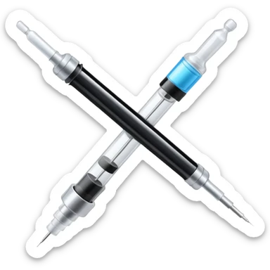 Syringe with black tape over it.
 sticker