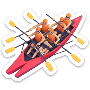 four-person Olympic rowing boat with professional racing style, four rowers included, detailed, top-down view sticker