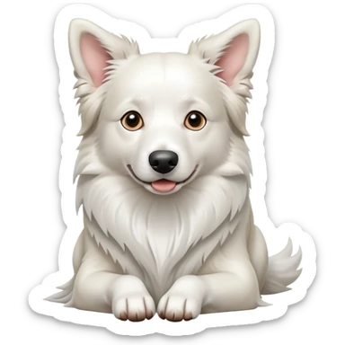 Sitting pure white Border Collie sticker