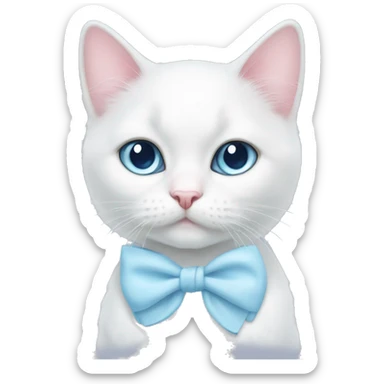 White cat light pink bow light blue eyes  sticker