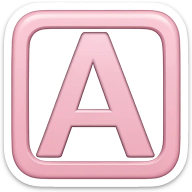 The letter A in a light pink sqaure sticker