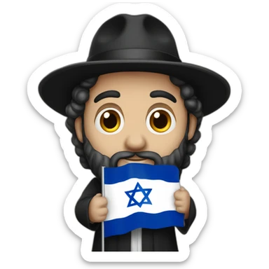 rabbin with Sidelocks holding israel flag in his hands sticker