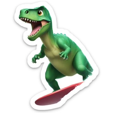 Dino surfing sticker