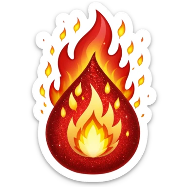 red glitter fire sticker