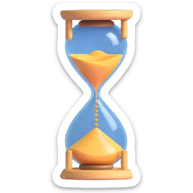 A visual representation of time passing: an hourglass with sand falling, or a clock with spinning hands, symbolizing the flow of time. sticker