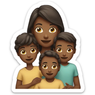 a  white mother with his three children sticker