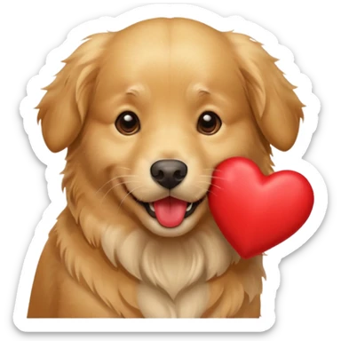 A dog holding a heart in its mouth (modelled after a Golden Retriever) sticker