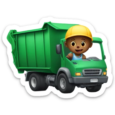 Baby driving garbage truck sticker