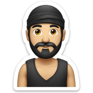 turkish man in bandana with black hair and black round beard sticker
