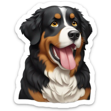 Bernese mountain dog eating raclette sticker