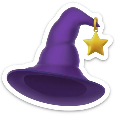A wizard hat, Puple color with star shape pendant sticker