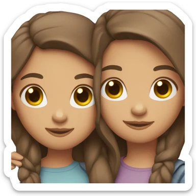 two best friends with straight brunette hair hugging sticker