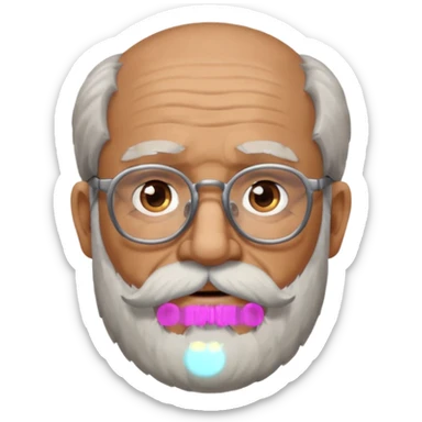 old man with big, scruffy beard wearing glasses sticker