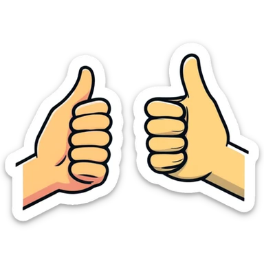 Girl with one hand giving thumbs up and the other hand giving thumbs down, showing mixed feelings sticker