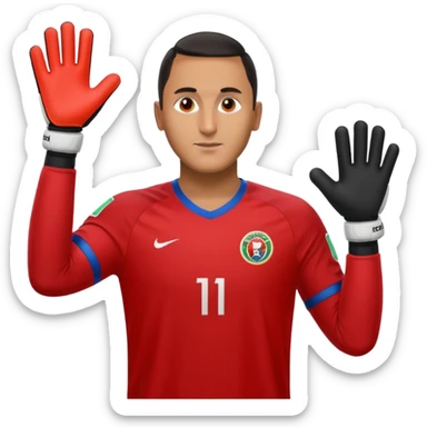 Keylor NavasK camisa roja de Costa Rica  y guantes de portero sticker