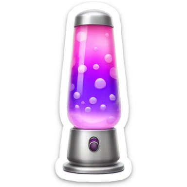 pink and purple lava lamp with silver base sticker