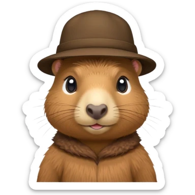 baby capypara wearing hat sticker