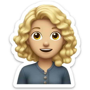 Girl with wavy blonde hair, slapping her face sticker