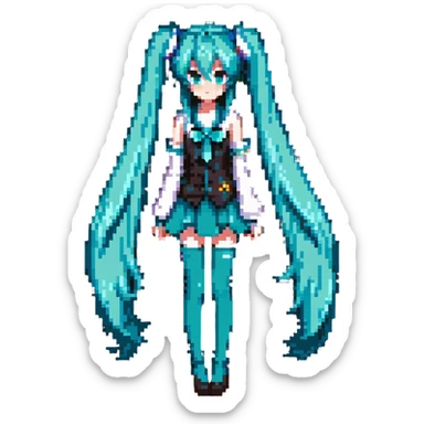 Hatsune Miku with teal twin tails sticker