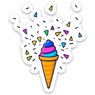 festive confetti cone popper with colorful confetti explosion sticker