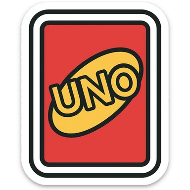 modern icon style Uno card, simple and bold, clear card shape, vibrant colors, minimal details sticker