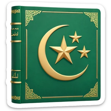 Closed Quran with the Islamic Symbol on it (moon and star) green sticker