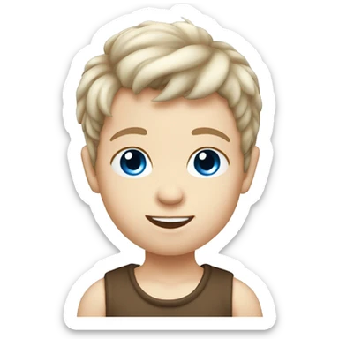 little white baby boy brown mullet hair blue eyes sticker