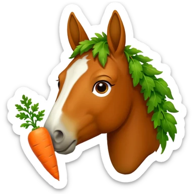 Horse eating carrot sticker