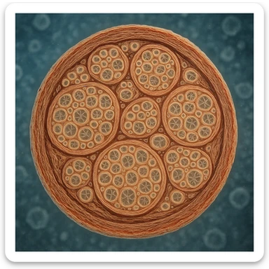 vagus nerve seen under microscope, hyper realistic 4K style, cellular details, scientific atmosphere sticker