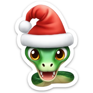 cute snake with christmas hat sticker
