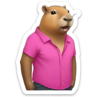 capybara wearing rebel pink shirt sticker