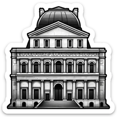 I want a graffiti style Louvre museum sticker. 
it must be black and white sticker