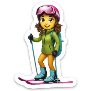 girl on a ski sticker