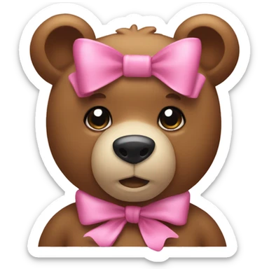 Bear pink bow  sticker