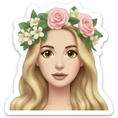 lana del rey with flower crown sticker