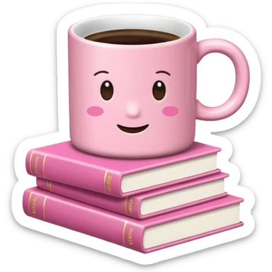 Pink Books and Cute Coffee  sticker