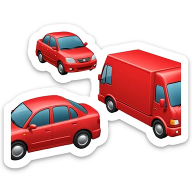 create a realistic emoji showing a logistic car in a trafic situation sticker