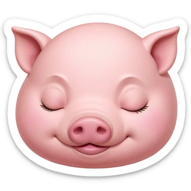 Meme-Worthy Cute Sleeping Pig Portrait Emoji, Head resting peacefully with a contented smile, showcasing a delightfully stout build and a luxuriously soft rosy-pink hide, eyes shut in a serene, restful nap, Simplified yet hilariously adorable features, highly detailed, glowing with a soft, drowsy light, high shine, relaxed and utterly lovable, stylized with an air of playful laziness, bright and heartwarming, soft glowing outline, capturing the essence of a comically sleepy pig, so meme-worthy it feels like it could instantly become the next viral sensation of adorable slumber! sticker