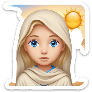 blue eyed desert girl child with creme cloth sticker